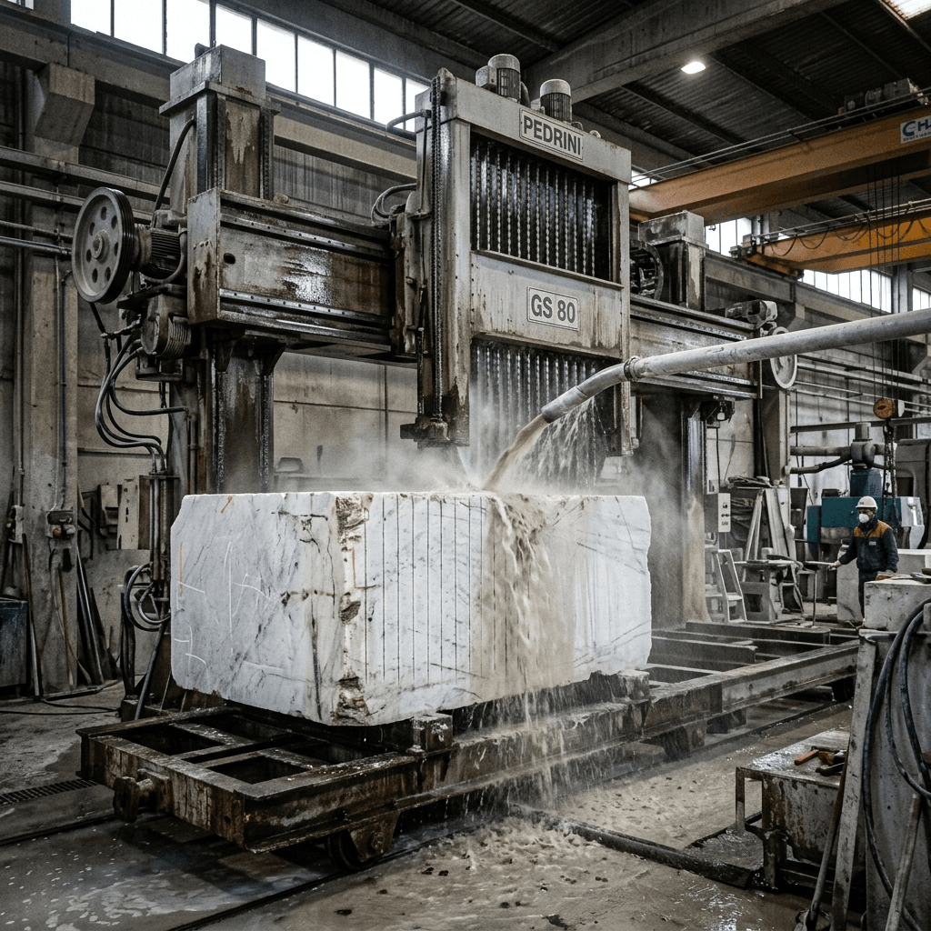 Diamond blade gang-saw stone slicing machinery